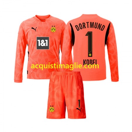 Divisa di Calcio Borussia Dortmund Gregor Kobel 1 Portiere Bambino Terza 2024/2025 Manica Lunga